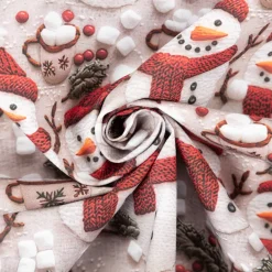 Baumwollstoff Popeline Digitaldruck Weihnachtsstoff Marshmallow Schneemänner grau rot1,47m Breite