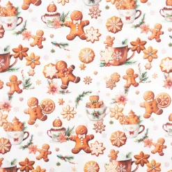 Baumwollstoff Popeline Digitaldruck Weihnachtsstoff Cookies Lebkuchenmann ecru braun 1,47m Breite