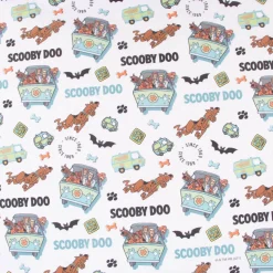 Baumwollstoff Popeline Digitaldruck Scooby-Doo weiß grün schwarz 1,5m Breite