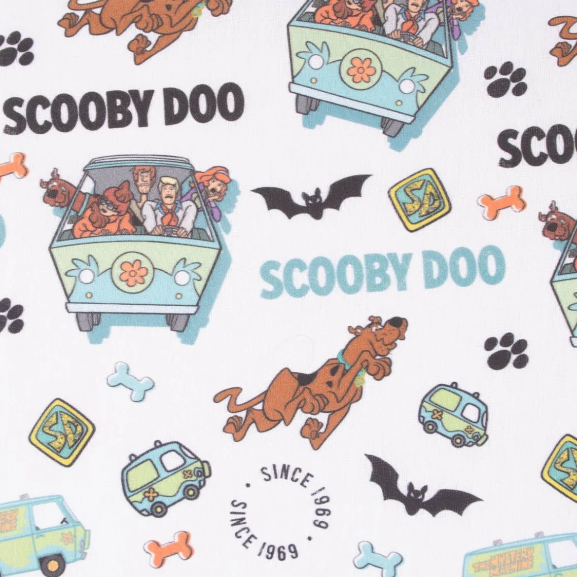 Baumwollstoff Popeline Digitaldruck Scooby-Doo weiß grün schwarz 1,5m Breite