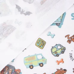 Baumwollstoff Popeline Digitaldruck Scooby-Doo weiß grün schwarz 1,5m Breite