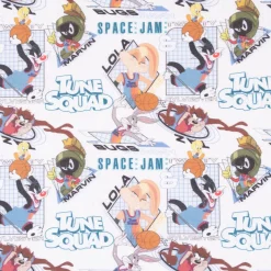 Baumwollstoff Popeline Digitaldruck Space Jam Tune Squad Marvin Sylvester weiß blau bunt 1,5m Breite