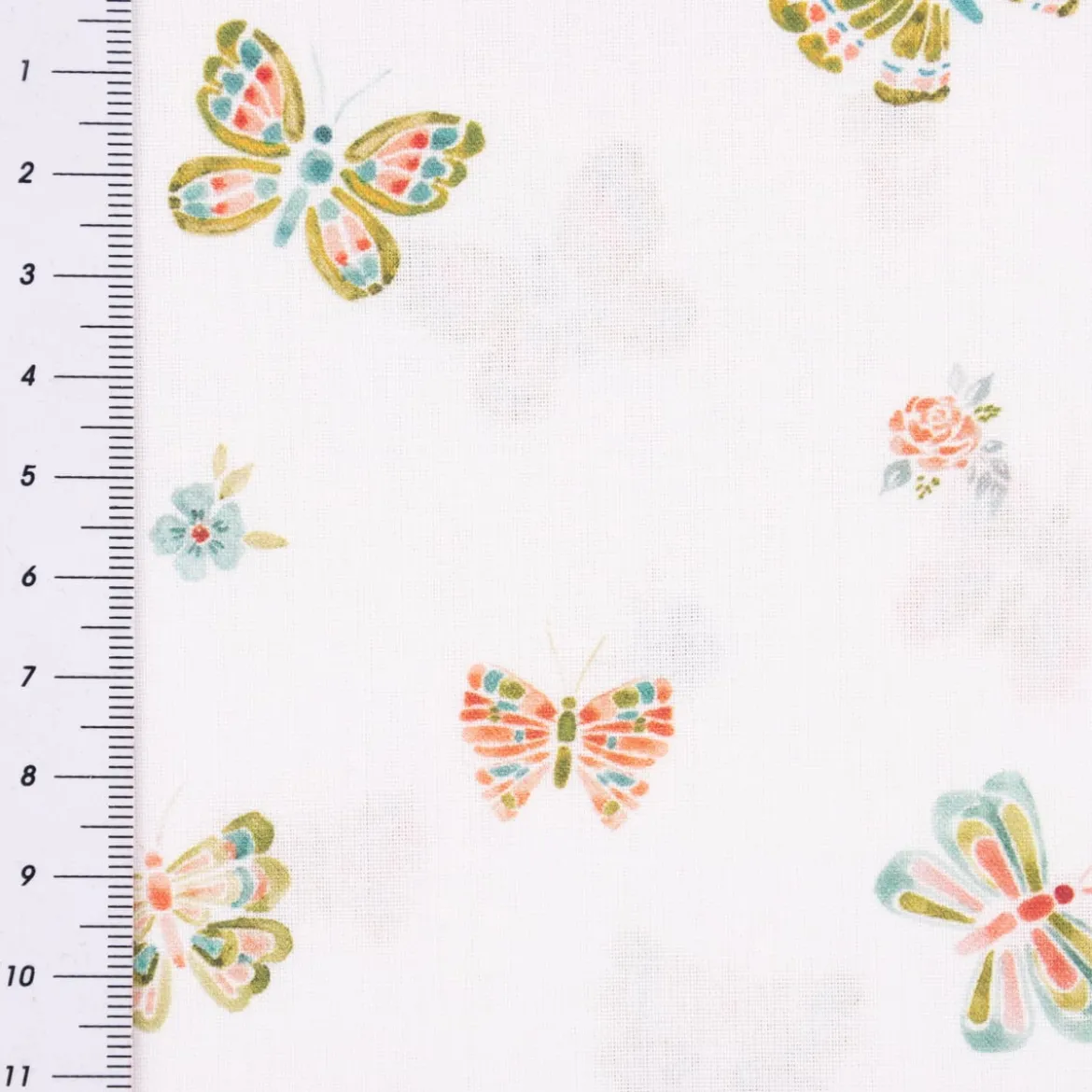 Baumwollstoff Popeline Digitaldruck Butterflies Schmetterlinge weiß 1,4m Breite