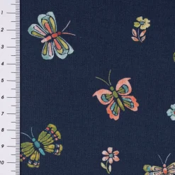 Baumwollstoff Popeline Digitaldruck Butterflies Schmetterlinge dunkelblau 1,4m Breite