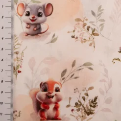 Baumwollstoff Popeline Digitaldruck Tiere Blumenwiese weiß beige grün 1,47m Breite