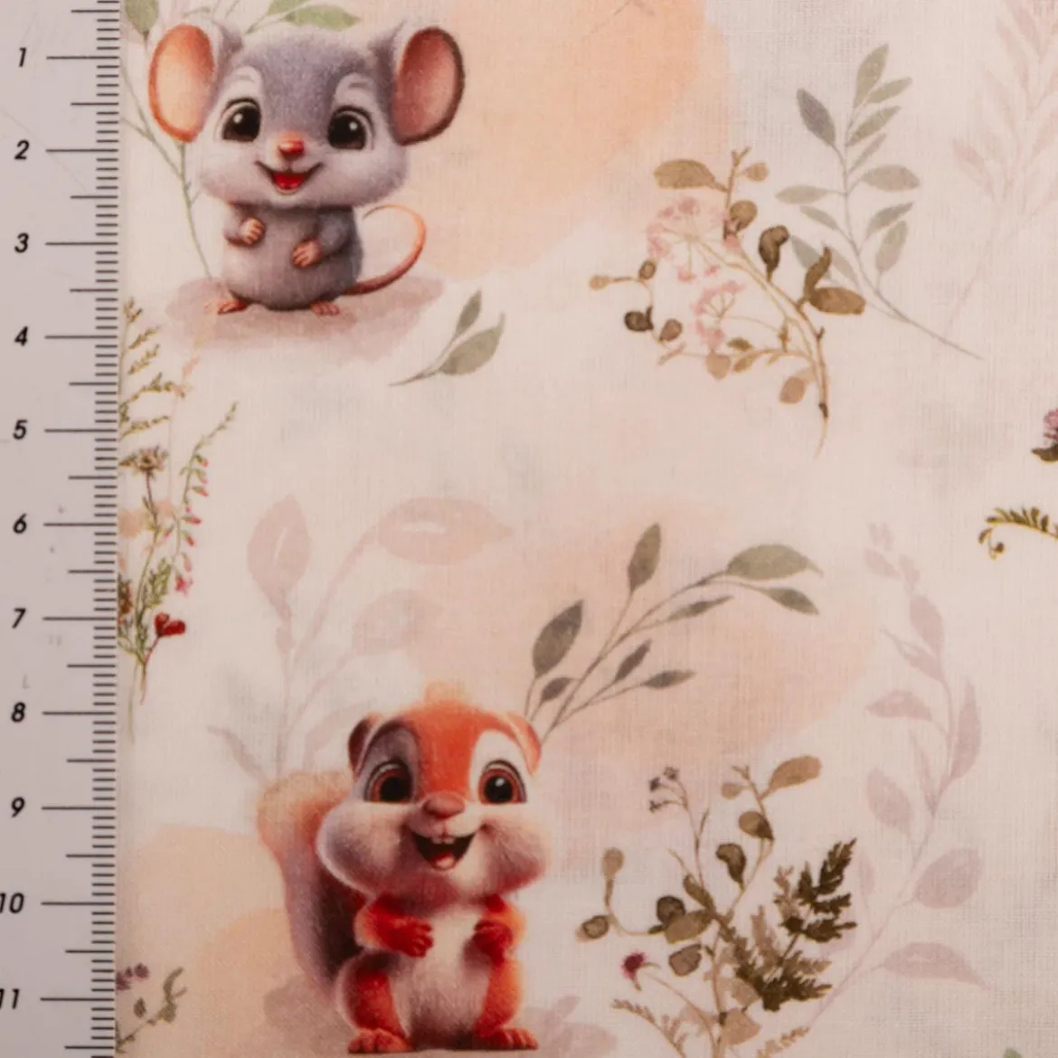 Baumwollstoff Popeline Digitaldruck Tiere Blumenwiese weiß beige grün 1,47m Breite