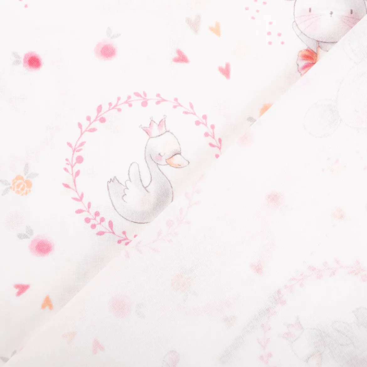 Baumwollstoff Popeline Digitaldruck Daisy Tanzmäuse weiß rosa 1,48m Breite
