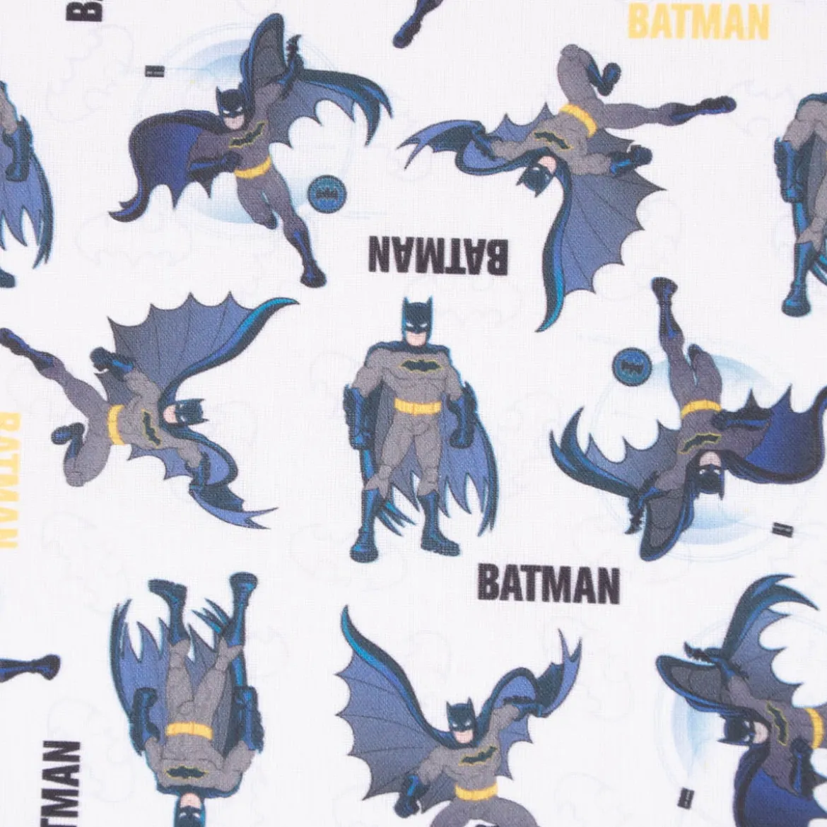 Baumwollstoff Popeline Digitaldruck Batman™© Schriftzug weiß grau schwarz gelb 1,5m Breite
