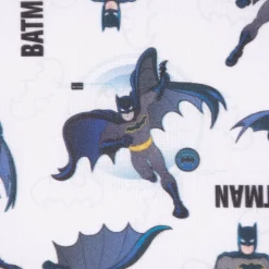 Baumwollstoff Popeline Digitaldruck Batman™© Schriftzug weiß grau schwarz gelb 1,5m Breite