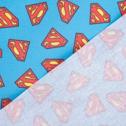 Baumwollstoff Popeline Digitaldruck Superman™© Logo blau rot gelb 1,5m Breite