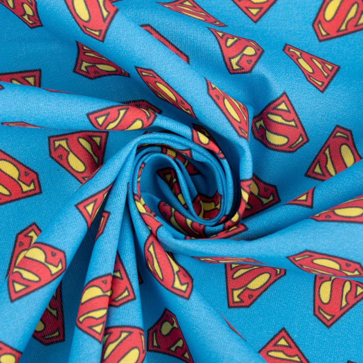 Baumwollstoff Popeline Digitaldruck Superman™© Logo blau rot gelb 1,5m Breite