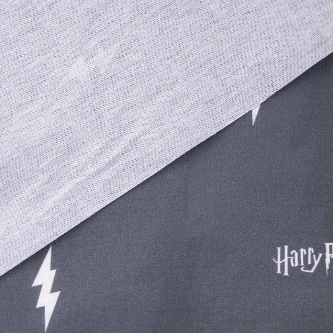 Baumwollstoff Popeline Digitaldruck Harry Potter Schriftzug Blitz grau weiß dunkelgrau 1,5m Breite