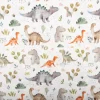 Baumwollstoff Popeline Digitaldruck Dinox Dinosaurier Blätter grün beige 1,50m Breite