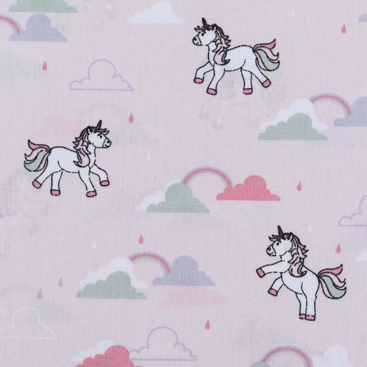 Baumwollstoff Popeline Einhorn Wolken hell altrosa mint weiß 1,45m Breite