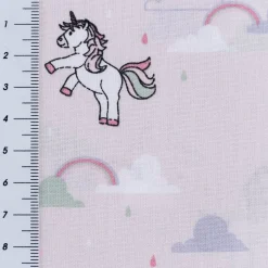 Baumwollstoff Popeline Einhorn Wolken hell altrosa mint weiß 1,45m Breite