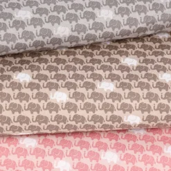 Baumwollstoff Popeline Elefanten klein rosa weiß 1,5m Breite