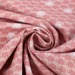 Baumwollstoff Popeline Elefanten klein rosa weiß 1,5m Breite