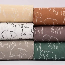 Baumwollstoff Popeline Elefant abstrakt hellgelb weiß 1,45m Breite