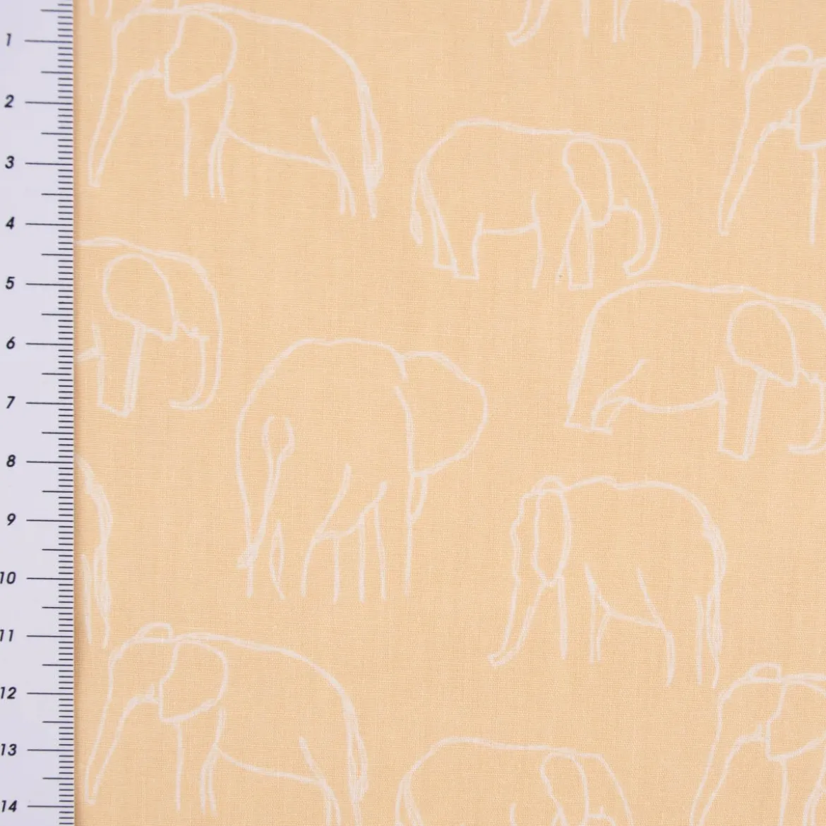 Baumwollstoff Popeline Elefant abstrakt hellgelb weiß 1,45m Breite
