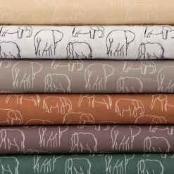 Baumwollstoff Popeline Elefant abstrakt hellgelb weiß 1,45m Breite