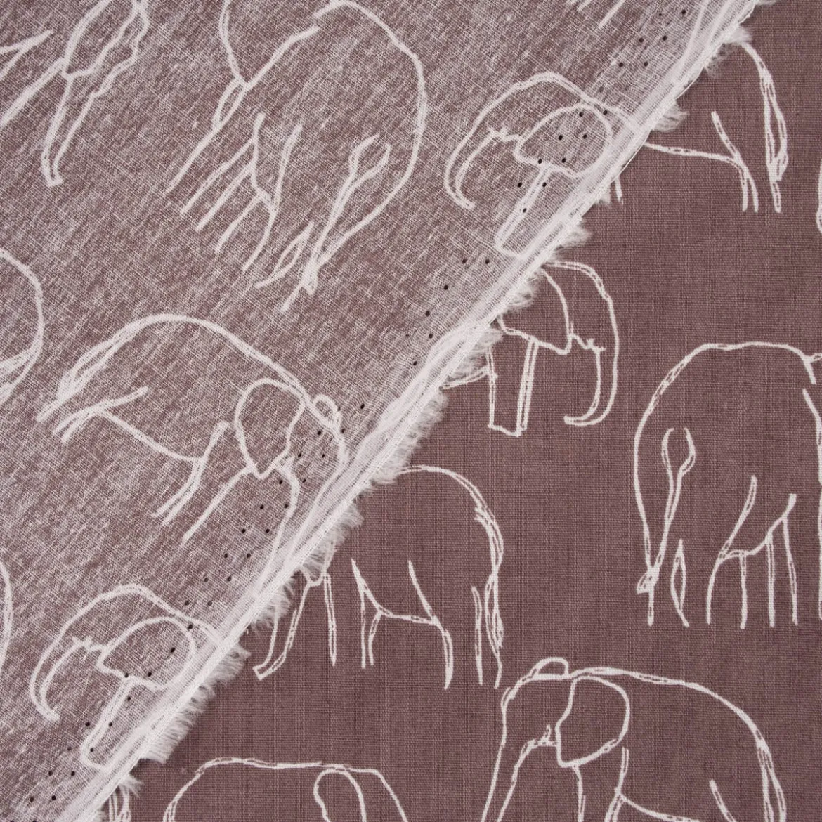 Baumwollstoff Popeline Elefant abstrakt mauve weiß 1,45m Breite