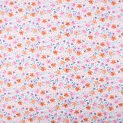 Baumwollstoff Popeline Fine Poplin Digitaldruck FLOWERS Blumen Blätter weiß bunt 1,45m Breite