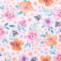 Baumwollstoff Popeline Fine Poplin Digitaldruck FLOWERS Blumen Blätter weiß bunt 1,45m Breite