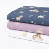 Baumwollstoff Popeline Fine Poplin Digitaldruck SWEET HORSES Pferd Fohlen Heuwagen blau braun 1,45m Breite