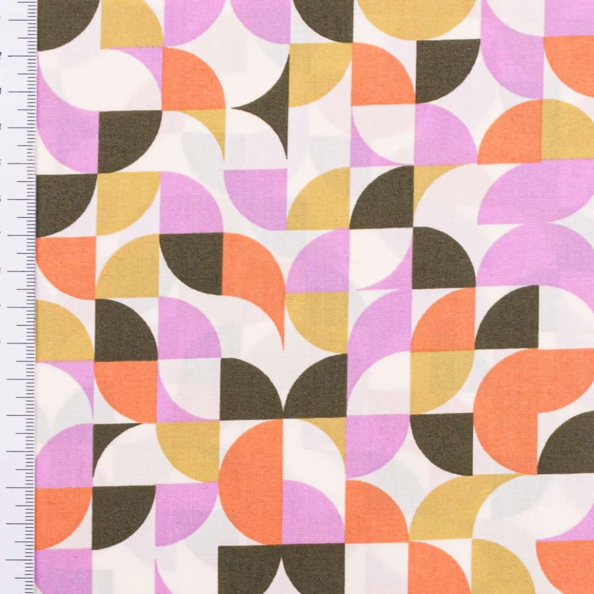 Baumwollstoff Popeline Fine Poplin GEOMETRIC Retro Kreise ecru grün 1,45m Breite