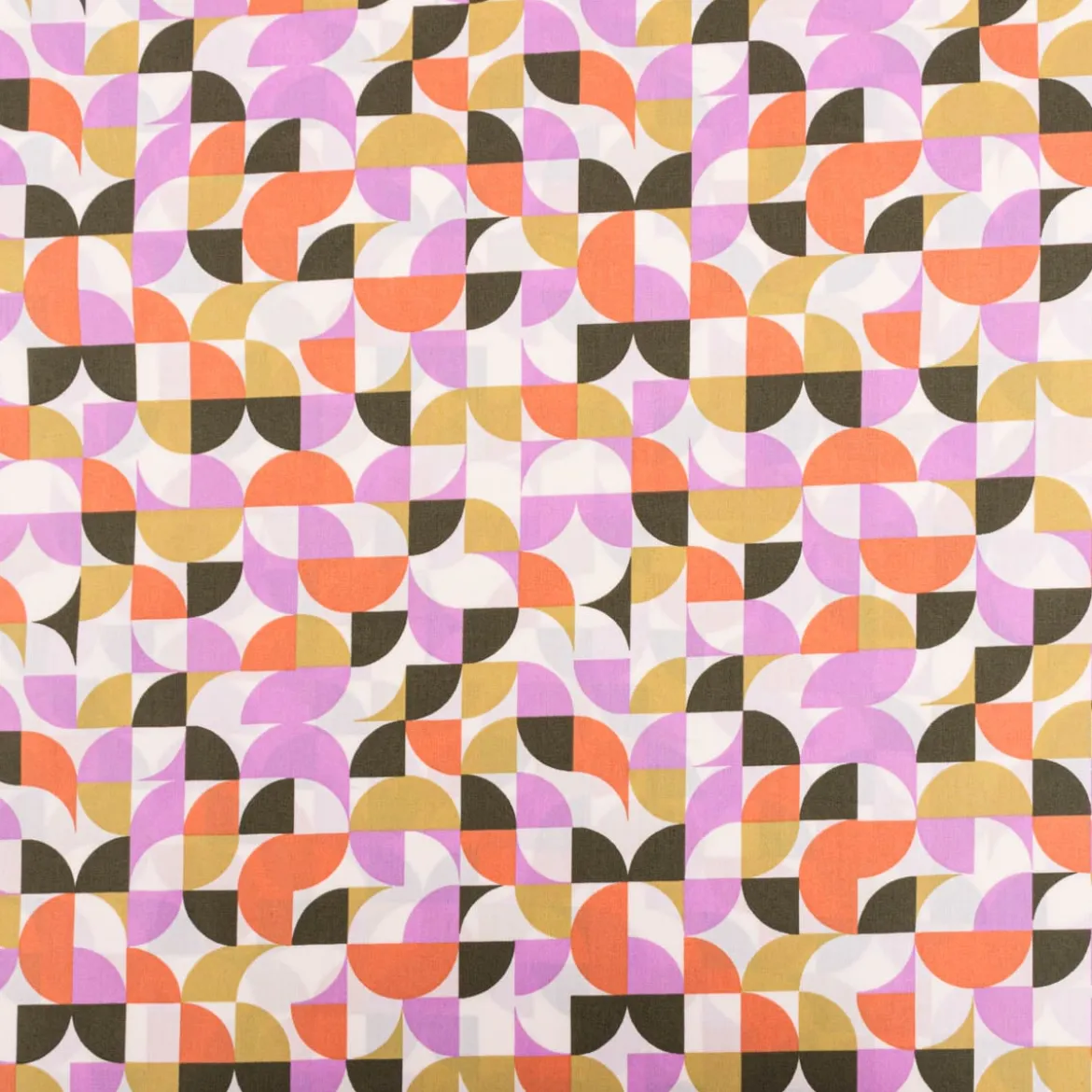 Baumwollstoff Popeline Fine Poplin GEOMETRIC Retro Kreise ecru grün 1,45m Breite