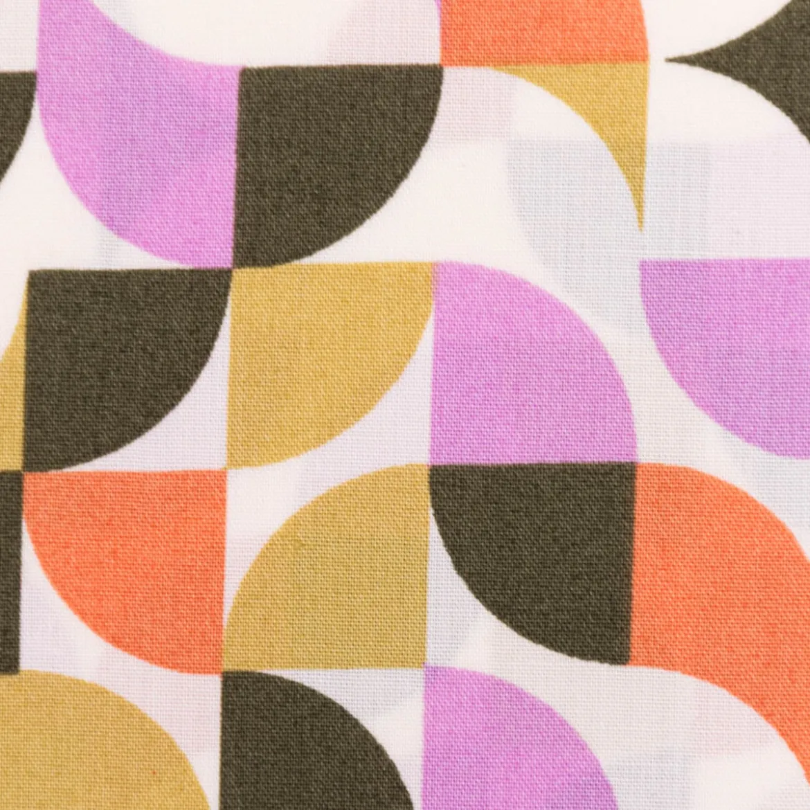 Baumwollstoff Popeline Fine Poplin GEOMETRIC Retro Kreise ecru grün 1,45m Breite