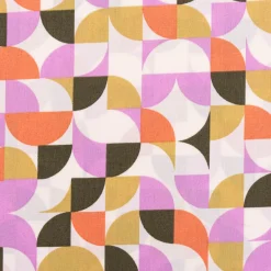 Baumwollstoff Popeline Fine Poplin GEOMETRIC Retro Kreise ecru grün 1,45m Breite