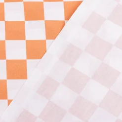 Baumwollstoff Popeline Fine Poplin Karo groß offweiß orange 1,45m Breite