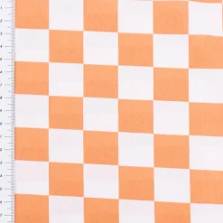 Baumwollstoff Popeline Fine Poplin Karo groß offweiß orange 1,45m Breite