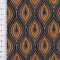 Baumwollstoff Popeline Jana Retro schwarz braun 1,45m Breite