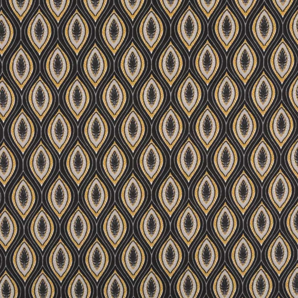 Baumwollstoff Popeline Jana Retro schwarz gelb 1,45m Breite