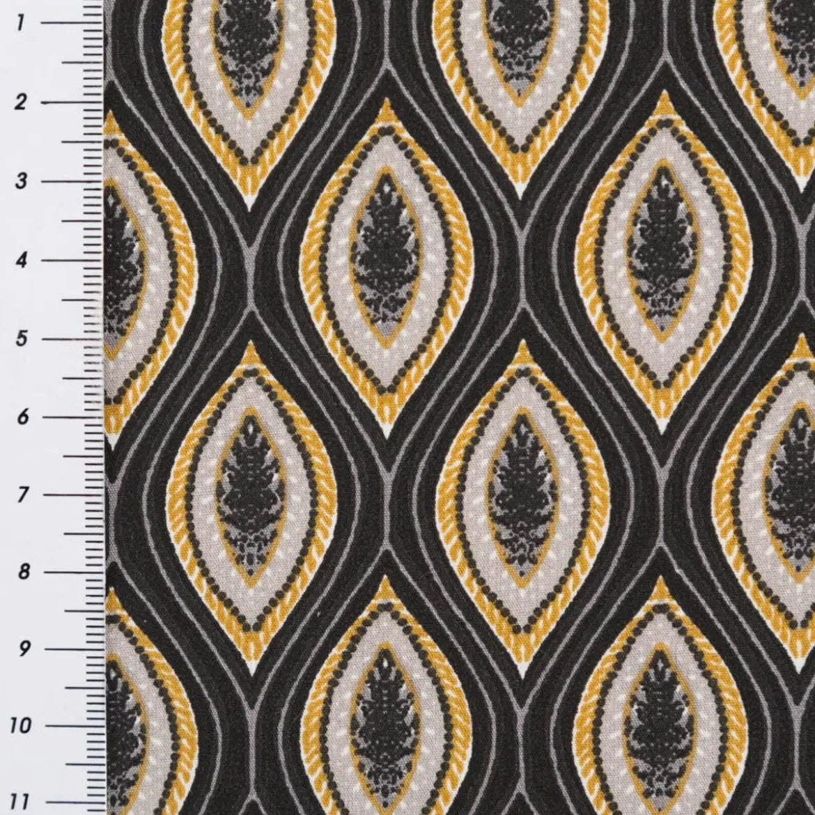 Baumwollstoff Popeline Jana Retro schwarz gelb 1,45m Breite