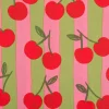 Baumwollstoff Popeline Kirschen Streifen rosa grün rot 1,48m Breite