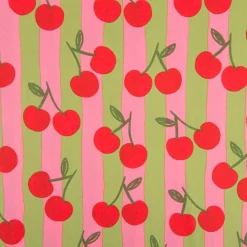 Baumwollstoff Popeline Kirschen Streifen rosa grün rot 1,48m Breite