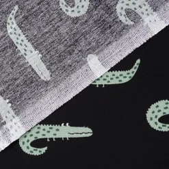 Baumwollstoff Popeline Krokodil schwarz grün weiß 1,45m Breite
