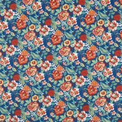 Baumwollstoff Popeline Leontine Blümchen blau rot 1,45m Breite