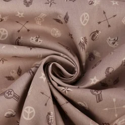 Baumwollstoff Popeline Militär Sterne Abzeichen taupe braun beige 1,5m Breite