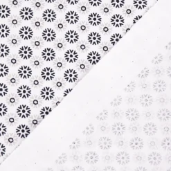 Baumwollstoff Popeline Minimals Blümchen Kreis-Ornamente weiß schwarz 1,48m Breite
