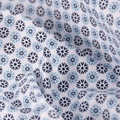 Baumwollstoff Popeline Minimals Blümchen Kreis-Ornamente weiß dunkelblau 1,48m Breite