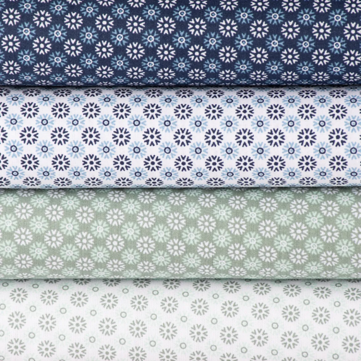 Baumwollstoff Popeline Minimals Blümchen Kreis-Ornamente weiß dunkelblau 1,48m Breite