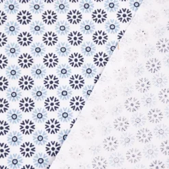 Baumwollstoff Popeline Minimals Blümchen Kreis-Ornamente weiß dunkelblau 1,48m Breite