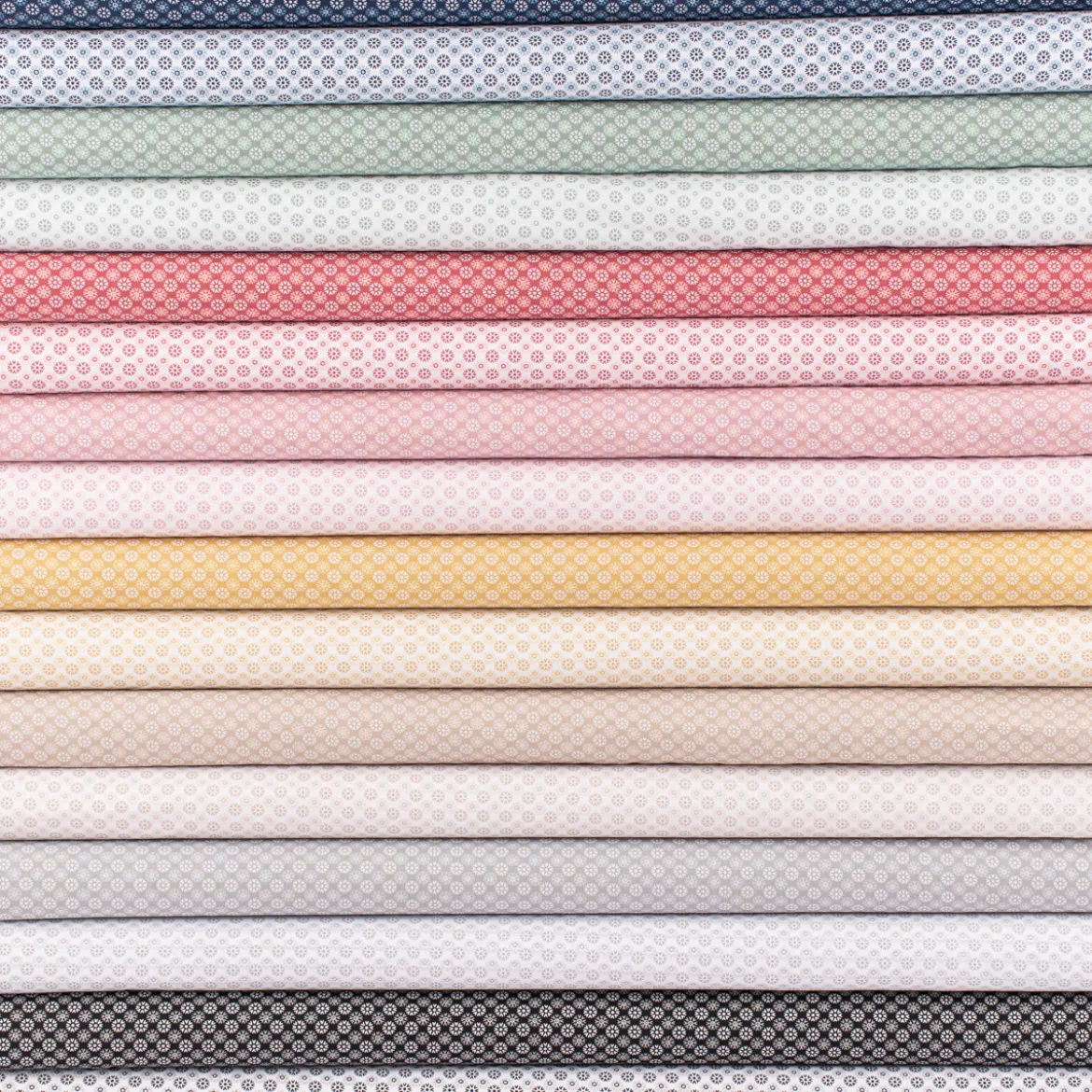 Baumwollstoff Popeline Minimals Blümchen Kreis-Ornamente weiß sand 1,48m Breite