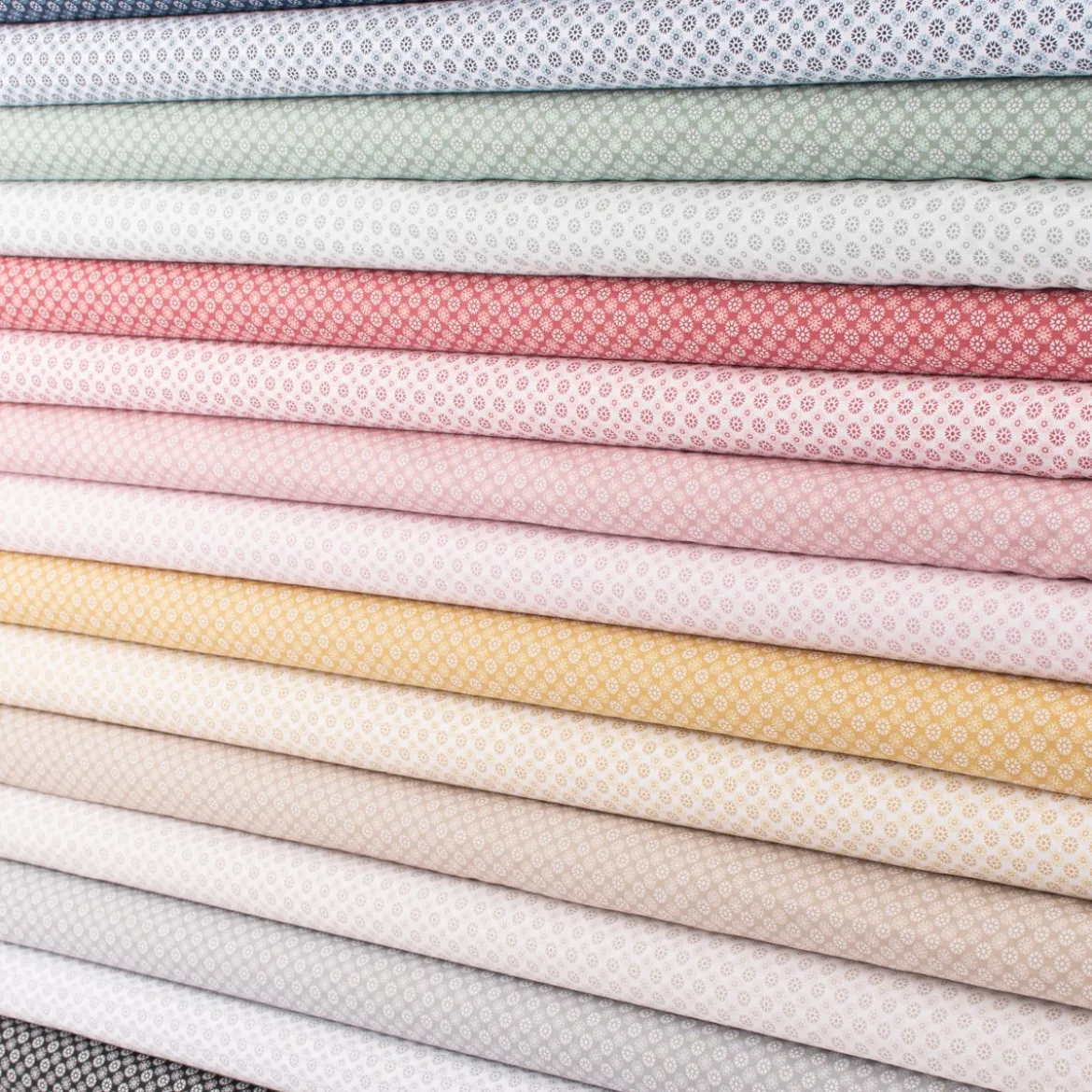 Baumwollstoff Popeline Minimals Blümchen Kreis-Ornamente weiß sand 1,48m Breite