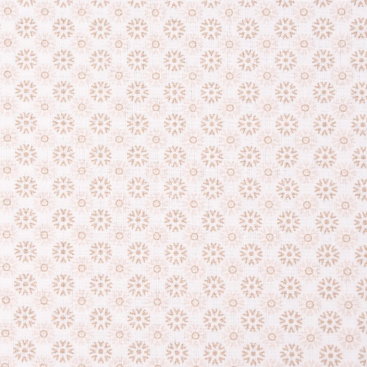 Baumwollstoff Popeline Minimals Blümchen Kreis-Ornamente weiß sand 1,48m Breite