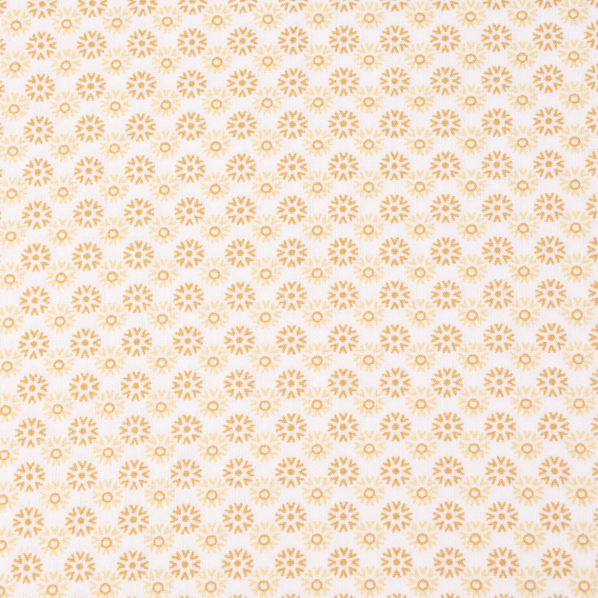 Baumwollstoff Popeline Minimals Blümchen Kreis-Ornamente weiß gelb 1,48m Breite